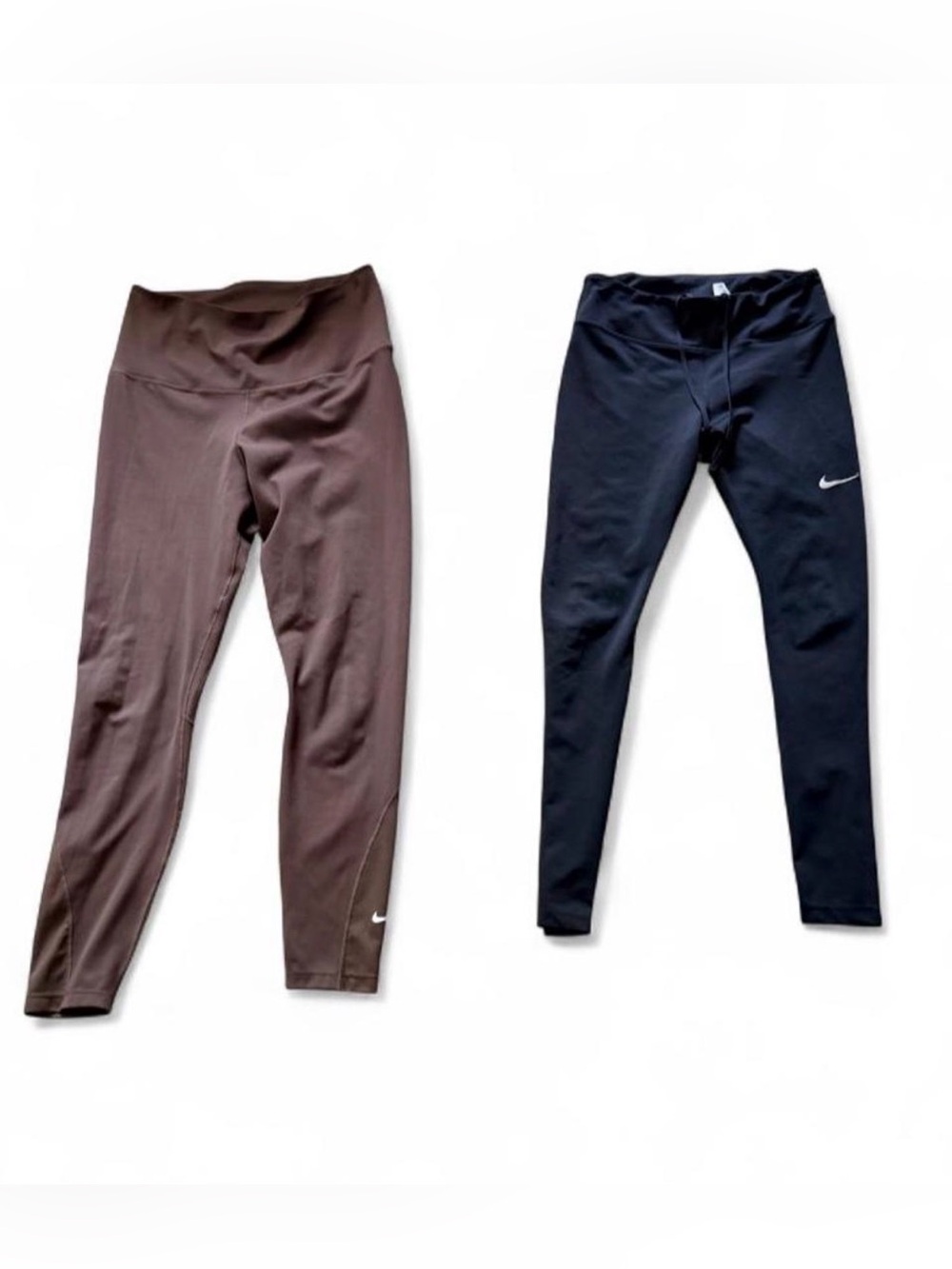 Nike Dri-Fit brown black mid waist mesh yoga running leggings bundle of 2 M